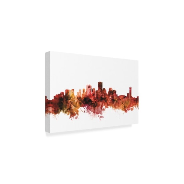 Michael Tompsett 'New Orleans Louisiana Skyline Red' Canvas Art,30x47